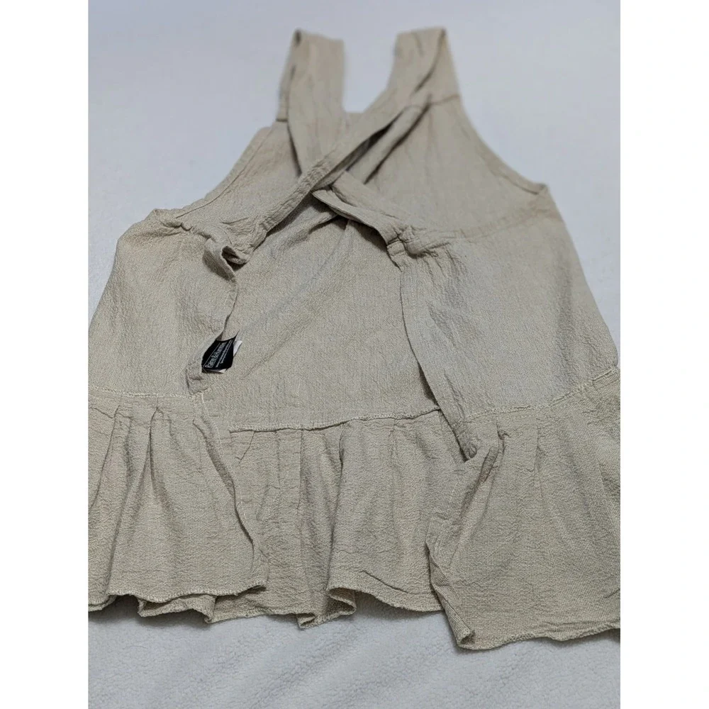 RAINE & HUMBLE Pinafore Apron Brown Taupe Tan Beige Cross Back Modest Baking